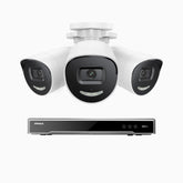 H800X - 4K 8 Kanal PoE Überwachungskamera-Set mit 3 Kameras, 1/1.8'' BSI Sensor, f/1.6 Aperture (0.003 Lux), alarmierung mit sirene und blitzlicht, 2CH 4K-Dekodierungsfunktion, personen- und fahrzeugerkennung, perimeterschutz
